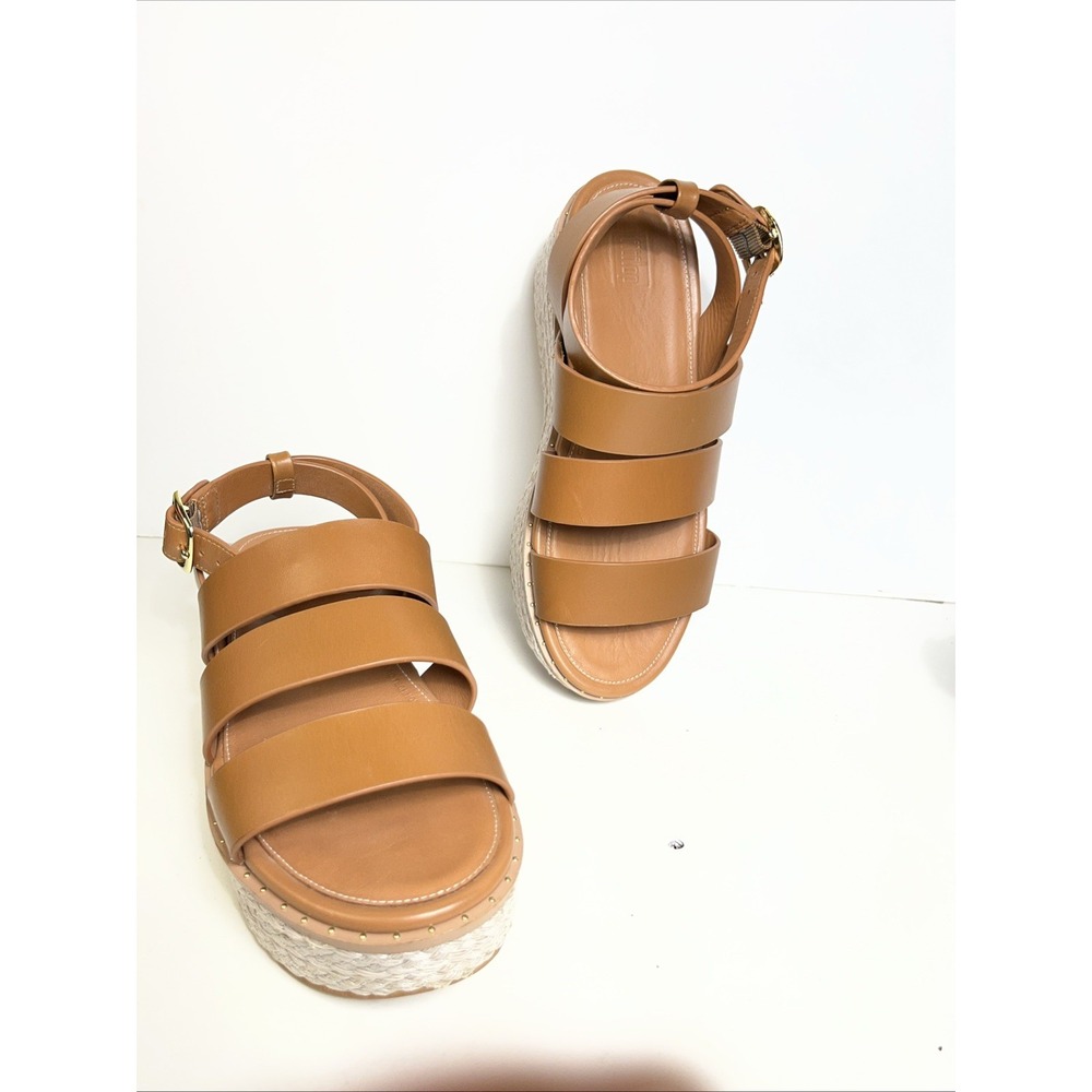 FitFlop Tan Leather PlatFForms Espadrille Wedge Sandals Size 8 Wore Once